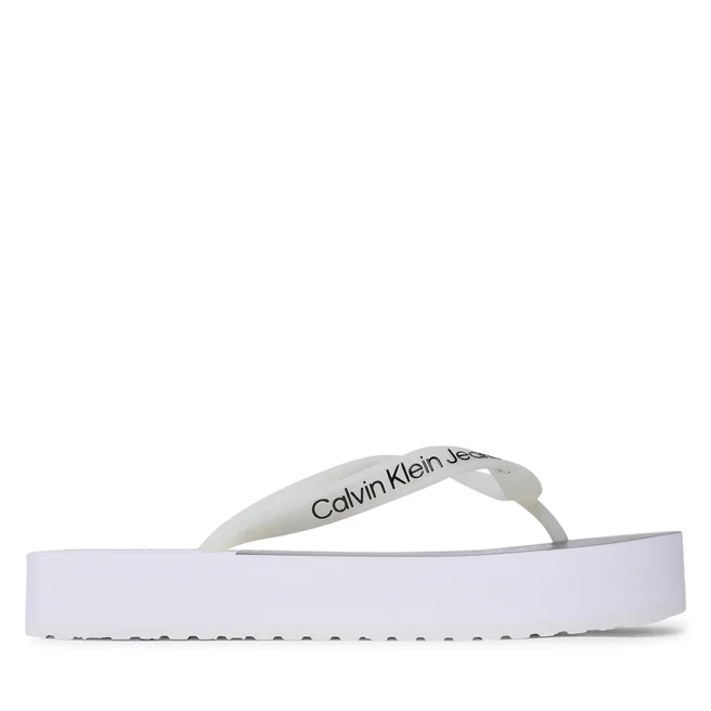 sagionares calvin klein jeans beach sandal flatform yw0yw00716 white black 0k4 1