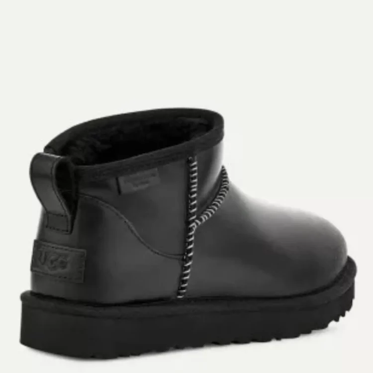 Γυναικεία μαύρα δερμάτινα μποτάκια ugg classic ultra mini w1163490 3