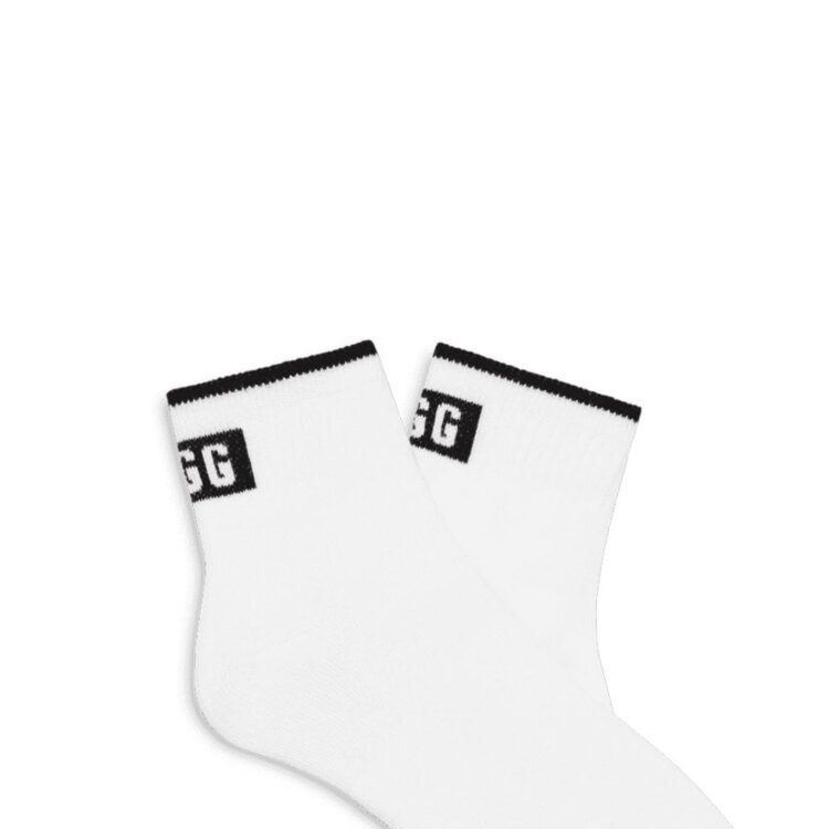 1158810 wblc ugg women polly logo ankle socks white black 4