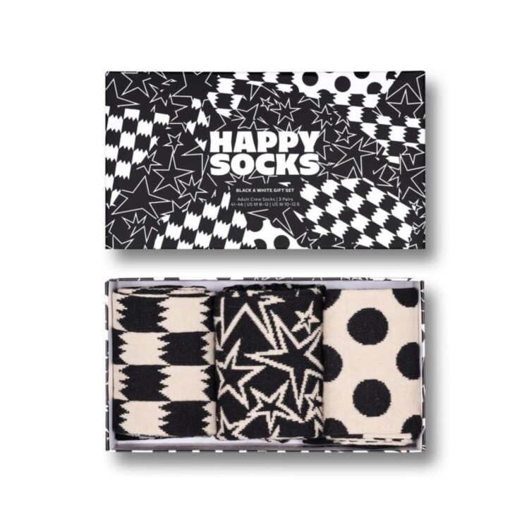 happy socks 3 pack black and white gift set p001722 1