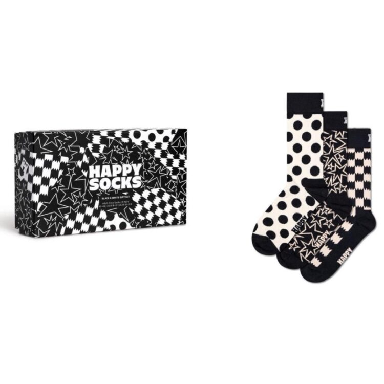 happy socks 3 pack black and white gift set p001722