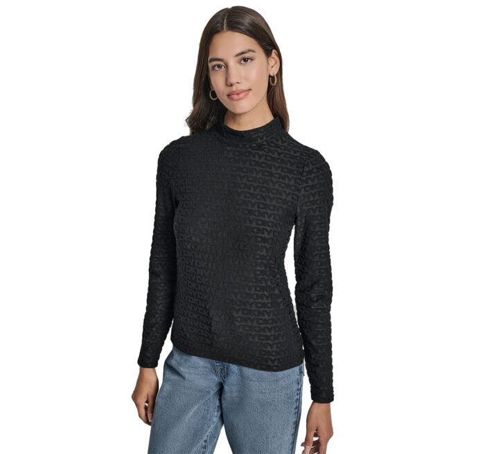 Γυναικεια μπλουζα αναγλυφη μακρυμανικη DKNY DJ5T1572